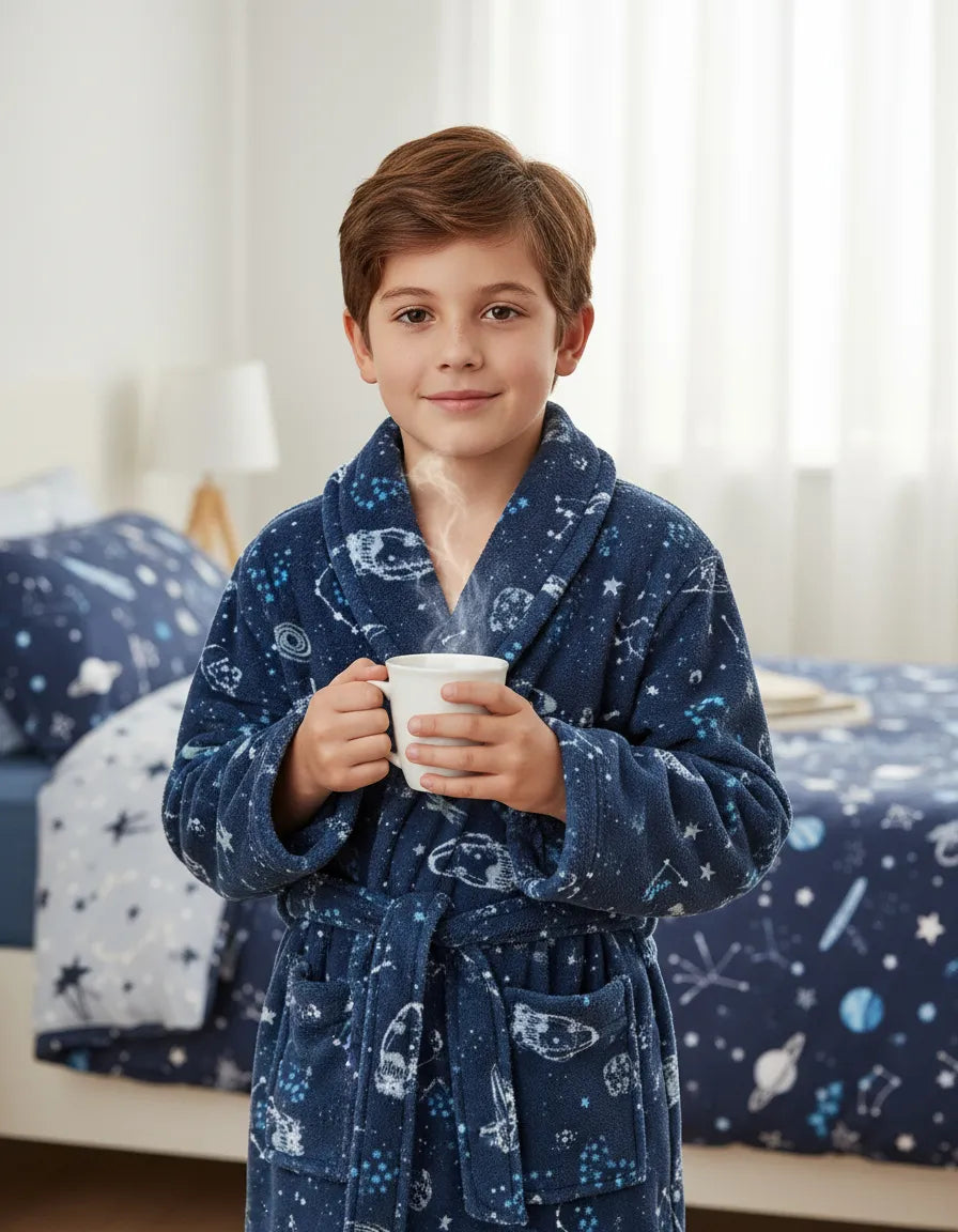 Roupão Infantil Microfibra Plush – Quentinho e Super Macio - com bolsos