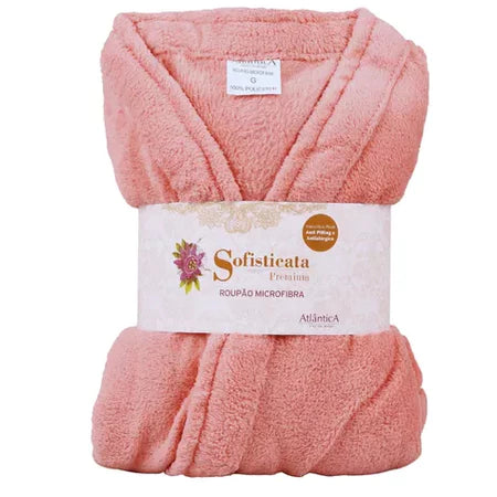 Roupão Microfibra Plush Manga Curta – Toque Extra Macio - com bolsos