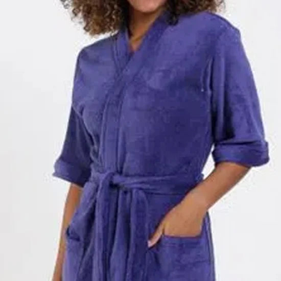 Roupão Microfibra Plush Manga Curta – Toque Extra Macio - com bolsos