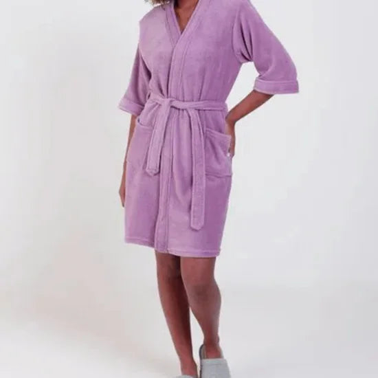 Roupão Microfibra Plush Manga Curta – Toque Extra Macio - com bolsos